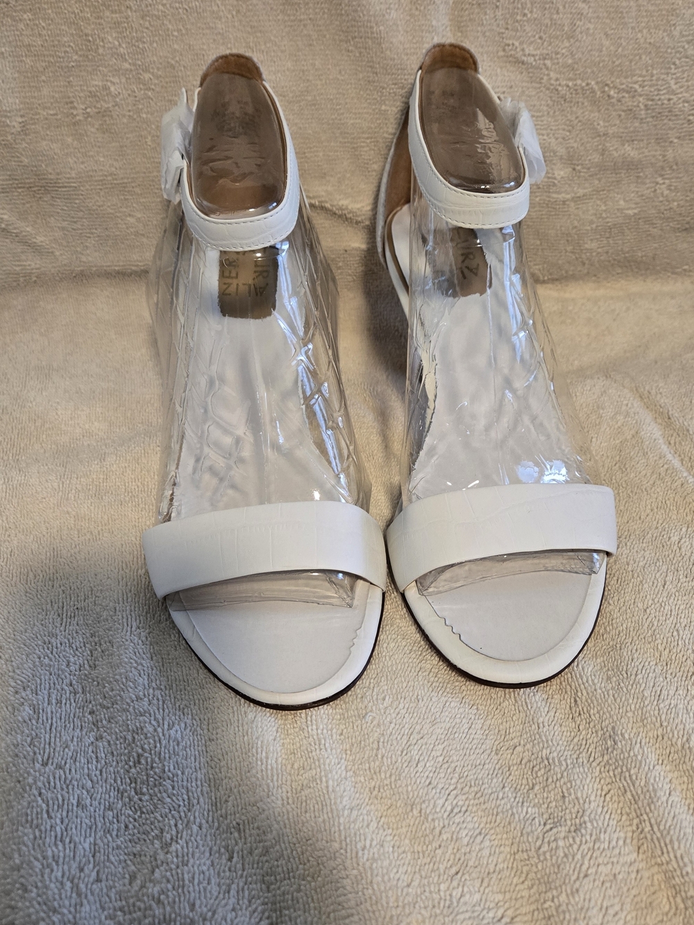 Naturalizer White Clear-Strap Ankle Sandals 10W